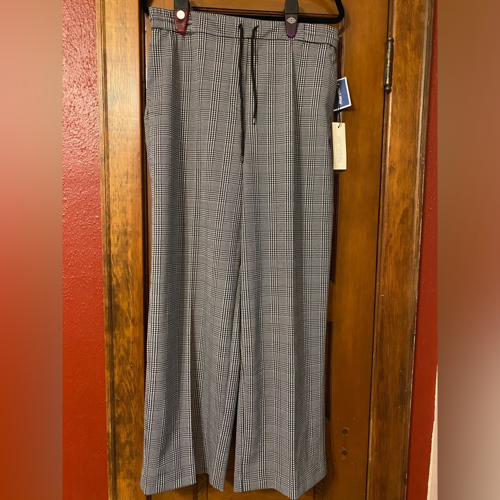 Rachel Zoe Womens Black and White Plaid Pants